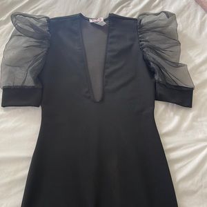 Black Low Cut V Dress